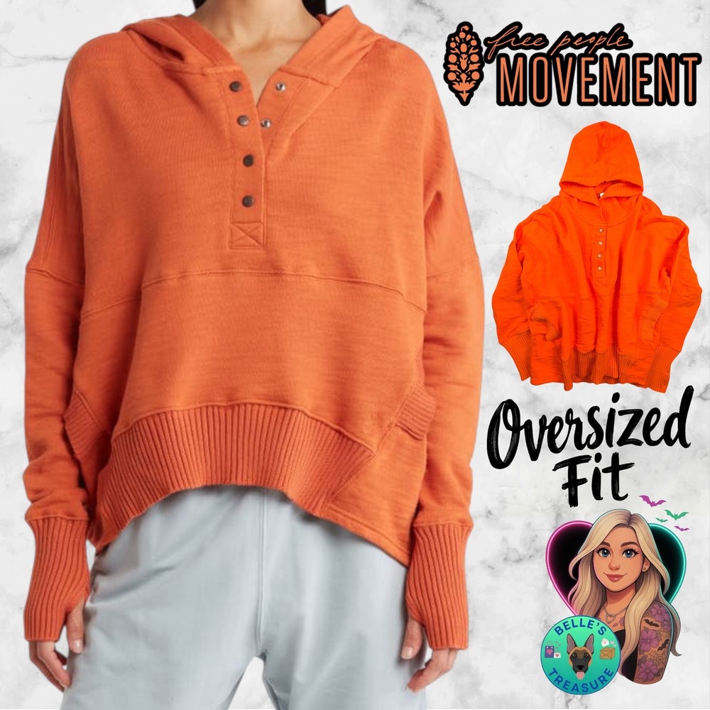 Free People Movement Solid Honey Dove Medium Morning Burst Oversized Hoodie Top